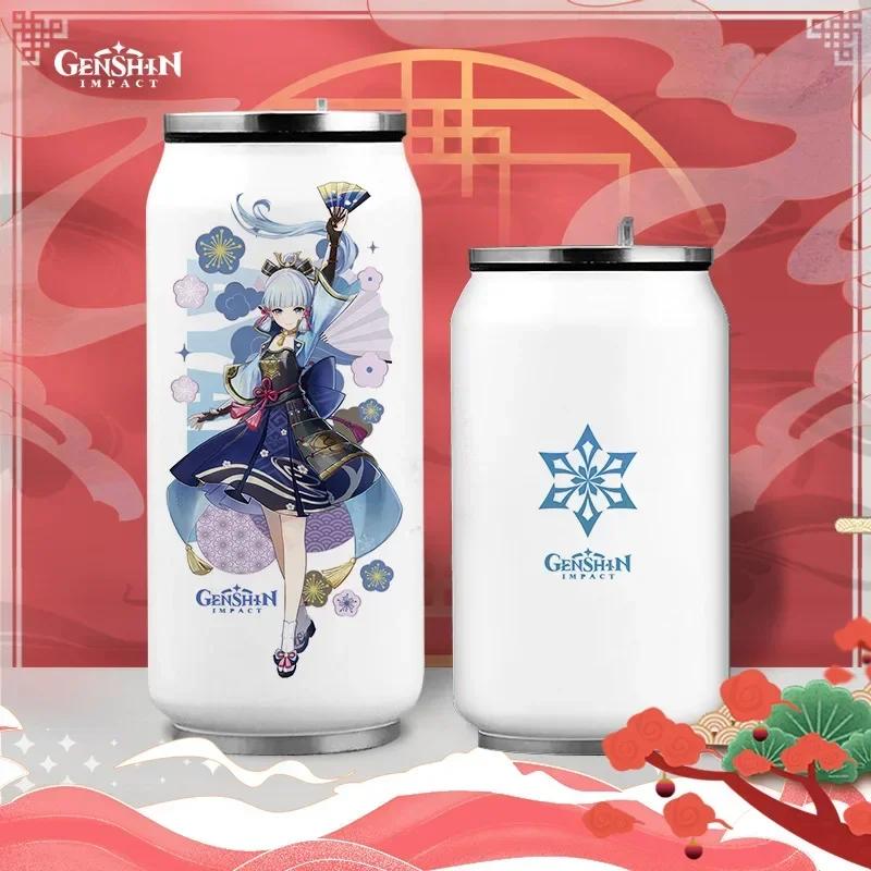 Anime Genshin Impact Thermos Bottle Stainless Steel Coffee Mup Zhongli Klee Portable Water Cup Drinking Bottle Thermos Flask