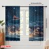 2pcs,2D Plane Printing Creative Curtains Santa Claus Sleigh Reindeer Versatile Durable Polyester (without Rod) All Seasons Ldeal