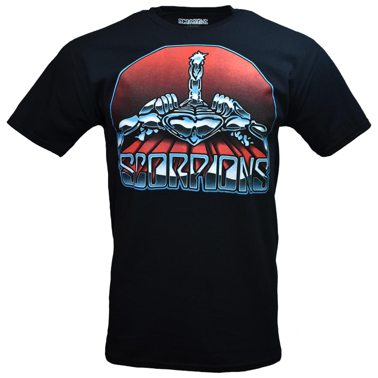 SCORPIONS Mens Tee T-shirt Heavy Metal Band Rock Music S Sleeve Tour BLACK NEW L