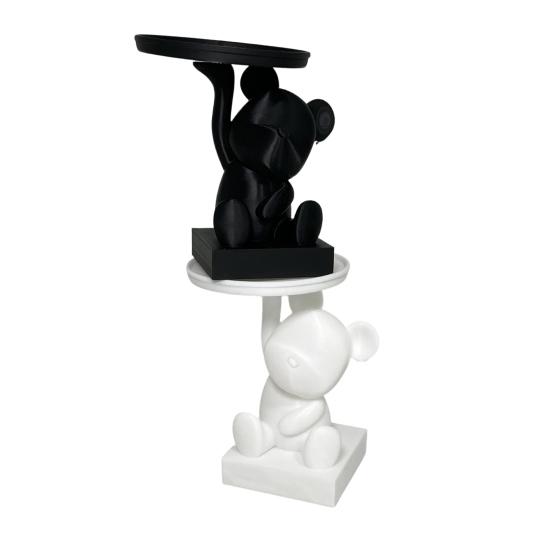 Bear Serving Tray Key Holder Decorative Bear Figurine with Dish Candy Lipsticks Earrings Jewelry Storage Display Stand Table Desk Organizer