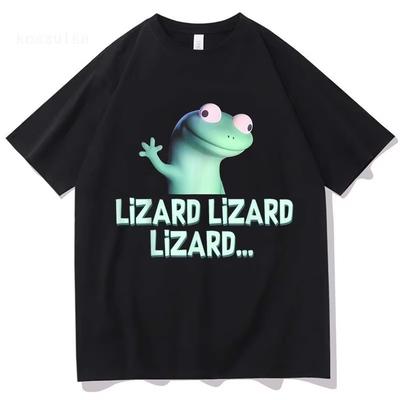 Koszulki z memem jaszczurki Lato Męska Damska Odzież Casual Oversize Krótki Rękaw T-shirty Wysoka Jakość 100% Bawełna Gotycka Koszulka