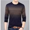 Spring Autumn Paisley Gradient Men Long Sleeve Sweaters Round Neck Thin Knitting Printing Loose Elastic Jacquard All-match Tops