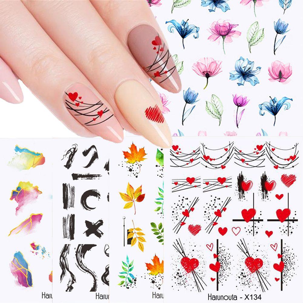 

Nails Sliders Geometric Cartoon Girls 3D Decals Love Heart Valentine Nail Art Stickers