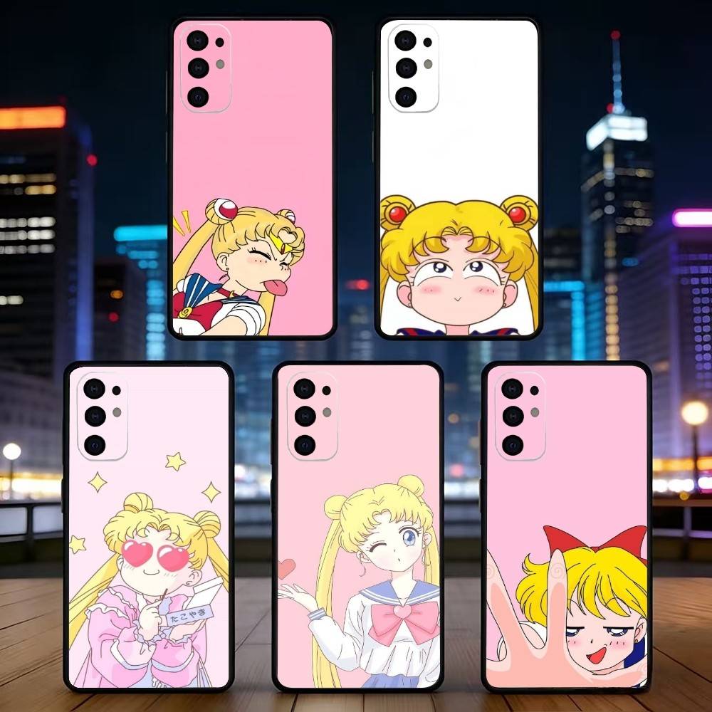 Cartoon S-Sailor M-Moons Phone Case For Samsung S25,S24,S21,S22,S23,S30,Ultra,S20,Plus,Fe,Soft Silicone Black Cover