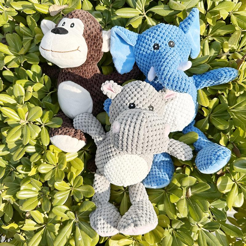 Pet dogs squeeze and squeak, rhinoceros, elephant, monkey, plush toys accompany all kinds of dogs, big, medium, small