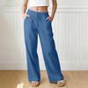 Pantaloni Larghi da Donna a Vestibilità Larga, Pantaloni Casual a Vestibilità Larga, Vita Alta Elastica, Pantaloni Lunghi con Tasche