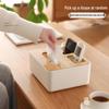 Round Desktop Tissue Box with Bamboo Lid