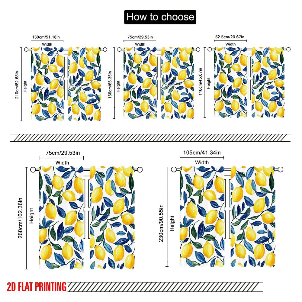 2 peças, impressão plana 2D Cortinas Estores Rolo Lemon Harmony Poliéster Versátil (sem vara) Decorações de Exterior Ldeal para