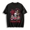Alles ausgebucht für den Valentinstag Skelett liest Buch T-Shirt Reines Baumwoll-T-Shirt