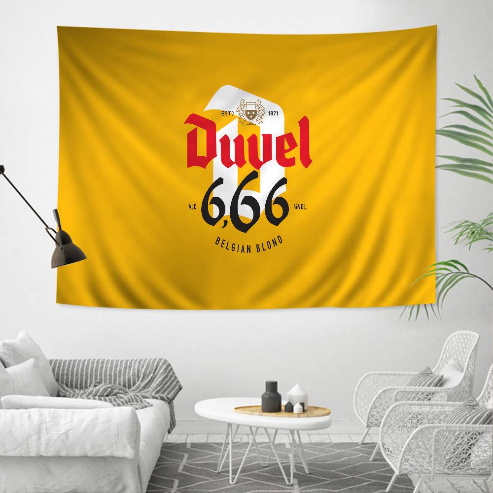 Duvel Bier Anime Wandteppich Hippie Blume Wandteppiche Schlafsaal Dekor Wandbehang Heimdekor