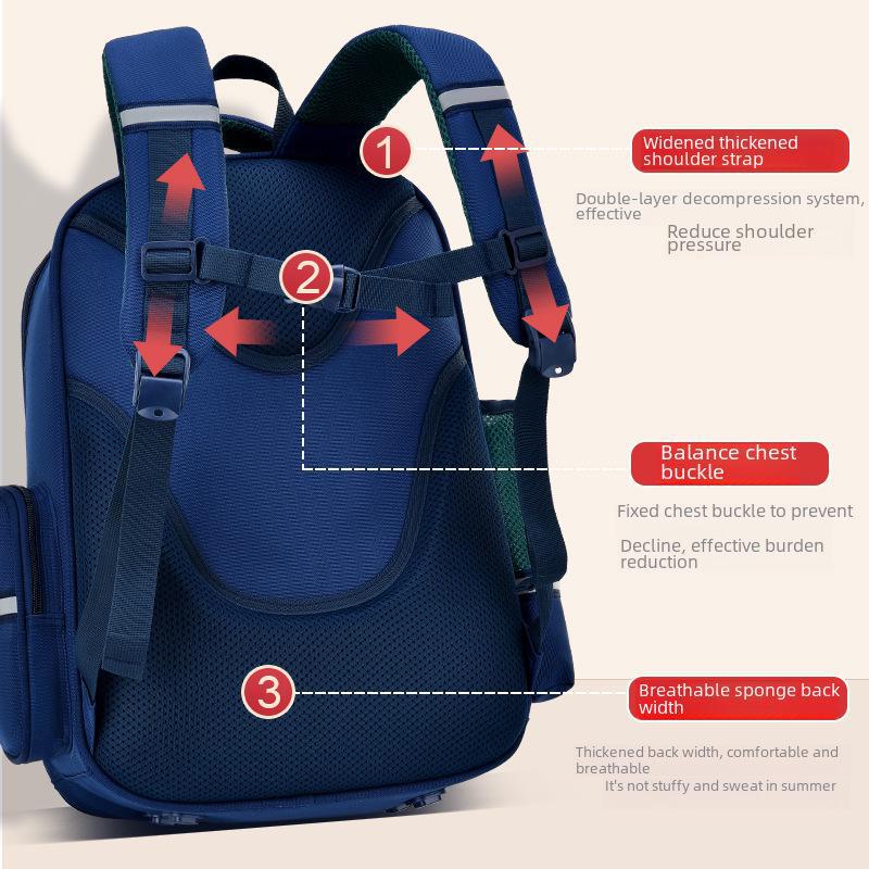 British Style Primary School Boy's Backpack: Lightweight, Large Capacity for Grades 1-6