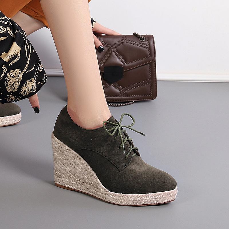 Fashion Size 35-43 Casual Thick Bottom Platform Wedges Shoes with Fur Women Spring/Winter High Heels Pumps Espadrilles Chaussures Femme