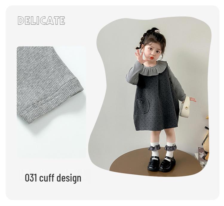 Girls' Autumn 2025 Woolen Dot Vest Dress Set