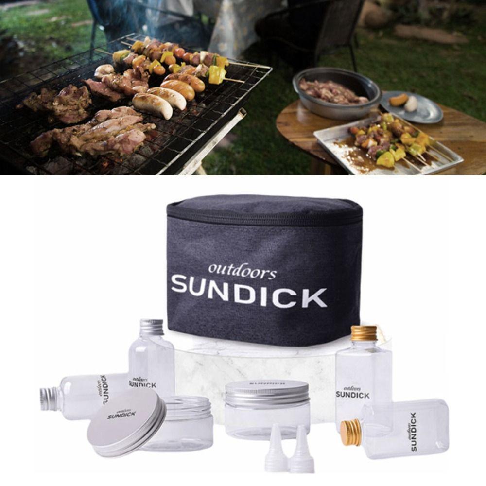 7 Pcs/Set Portable Spice Cruets Set Moisture Proof BBQ Sauce Container Durable Spice Bottles  BBQ