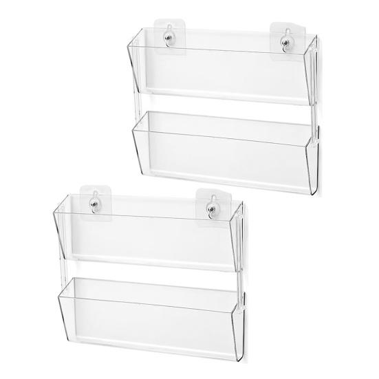 2/4Pcs Acrylic Brochure Pamphlet Holder Large Capacity Easy To Install Transparent Wall-Mounted Brochure Display Stand