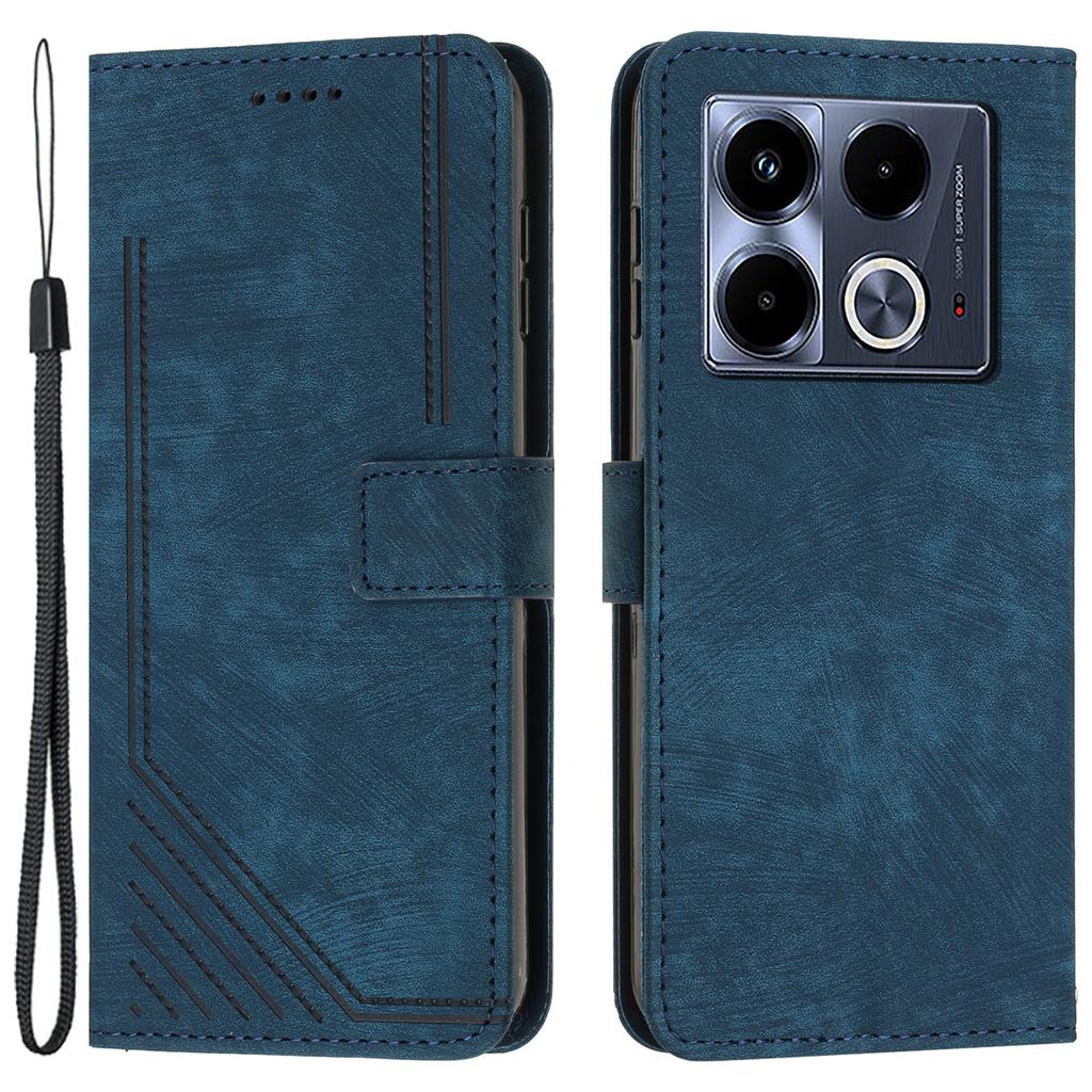 For Infinix Note 40 5G Case Anti-Drop Lines Imprinted PU Leather Wallet Flip Phone Cover