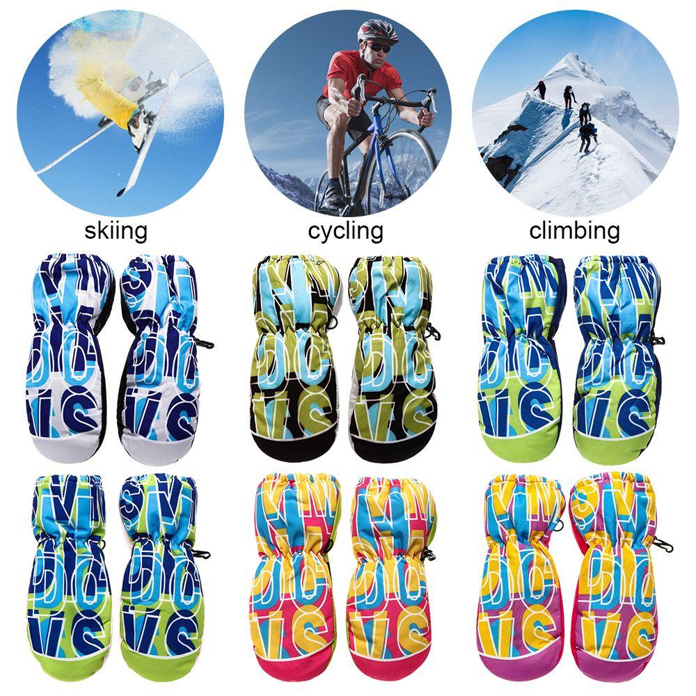 Fashion Windproof Children Boys Girls Non-slip Thick Warm Sports Mittens Kids Ski Gloves Waterproof