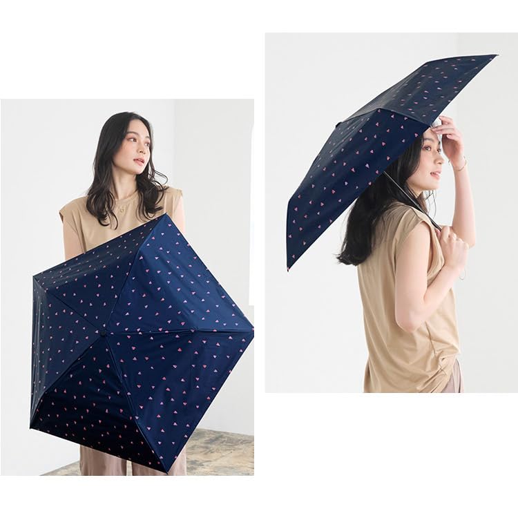 Watercolor Shading UV Protection For Sunny and Rainy Folding For For [2025] Wpc. Parasol, Lightweight, Shading, Heart, Mini, Off, 100% / 99.9% /