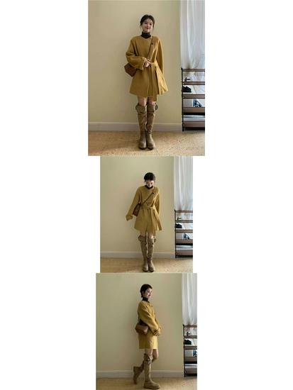 Korean Style Khaki Coat: Women's Autumn/Winter 2025 Petite Slimming Straight Shoulder Jacket, High-End Hepburn Style
