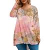 Women's Fashionable Casual Long Sleeved Plus Size  Print Top Plus Size Floral Print Top