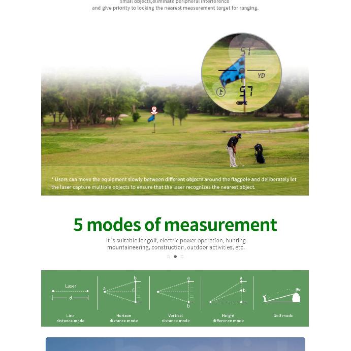 2000m Laserový diaľkomer na dlhé vzdialenosti Golf Lov Sklon Meranie vzdialenosti Vonkajší ďalekohľad