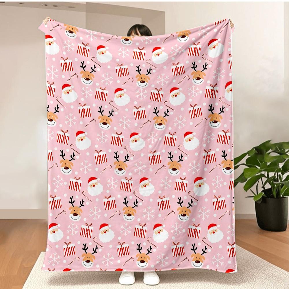 Merry Christmas Blanket Christmas Tree Gingerbread Man Red Flannel Blanket for New Year Christmas Gift for Family Nana Mon Dad