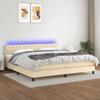 VidaXL Slat Bed Base with Mattress and LED, Upholstered Bed, Double Bed, Adult Bed for Interior Bedroom, 3133426