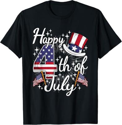 Fröhlichen 4. Juli Patriotische Amerikanische Flagge USA Herren Damen Kinder T-Shirt