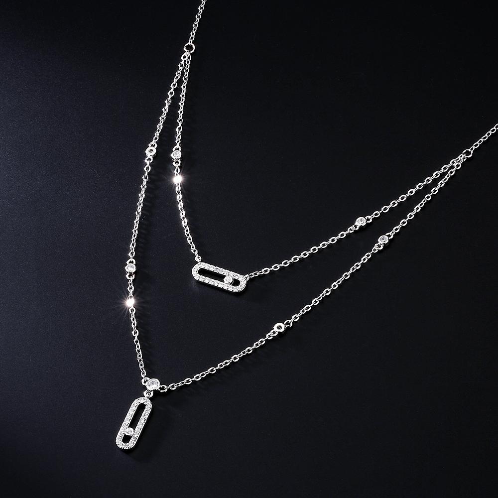 Fashion Design Seiko New Full Diamond Five Diamond Sliding Necklace Female Personality Light Luxury Clavicle Chain