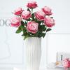 3PCS Realistic Touch Colorful Artificial Roses Flowers Rainbow Lifelike Silk Roses Flowers Non-Fading Plastic Fake Flowers