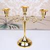 Retro 3-Arms Candelabra For Wedding Prop, Candlelight Dinner, Hotel & Home Decoration, Metal Gold/Bronze Plated Candle Holder