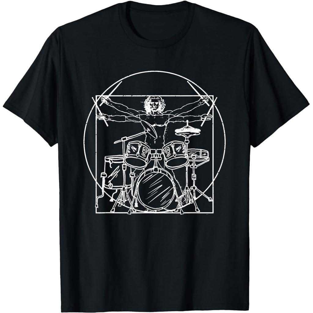 Skeleton Drummer Drums Gift Drawing Present Music T Shirts Men Cotton Humor Streetwear Tee Short Sleeve Unisex Loose Clothing