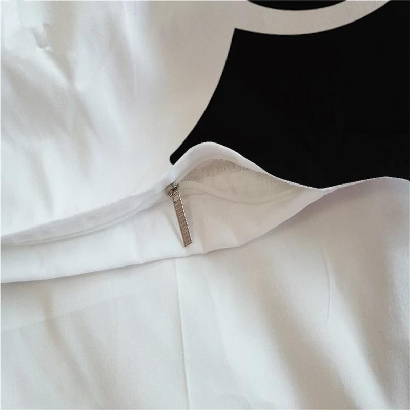 Simple Black + White Bedding Set Cat/Dog/He and Her Couple Bedclothes Pillowcase Customized Home Textiles Bed Set