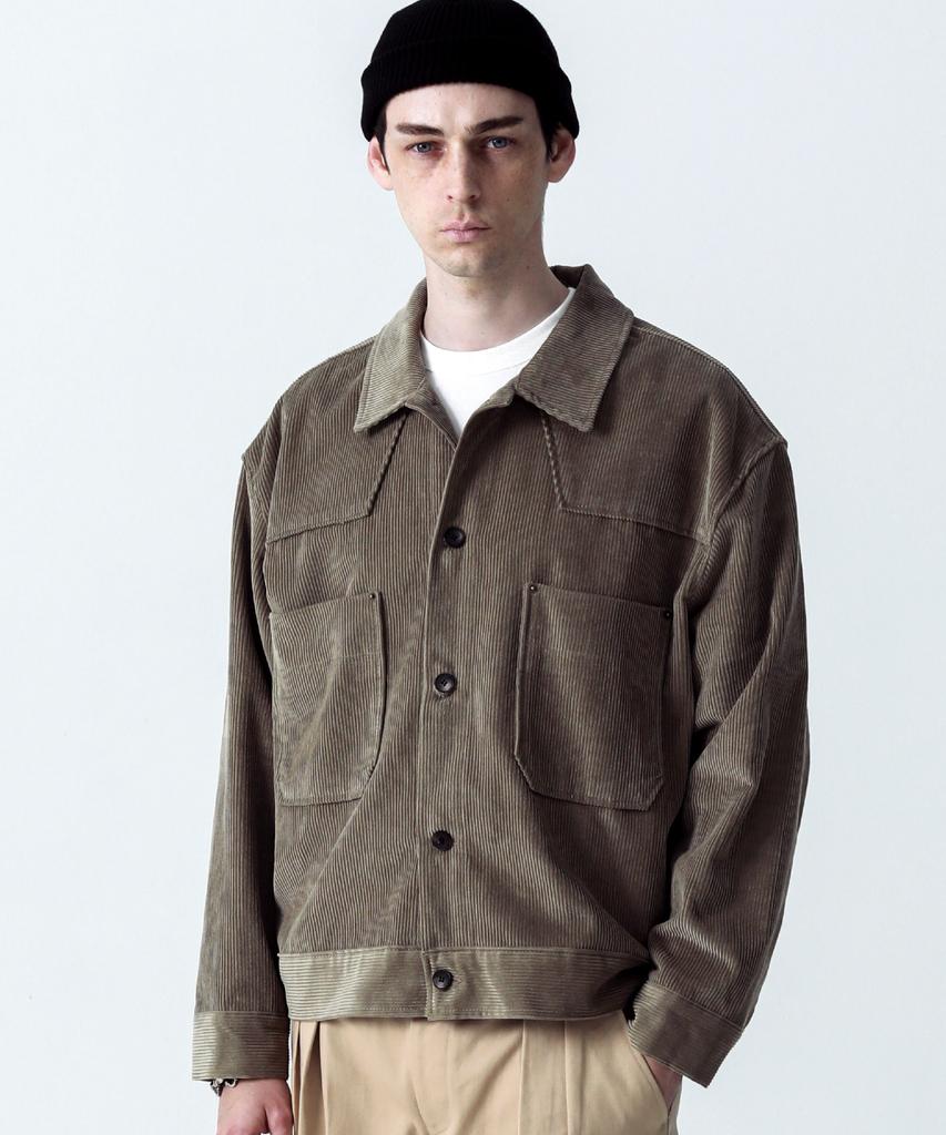 Stage Name Western Corduroy Oversized Trucker Jacket_Dust Brown
