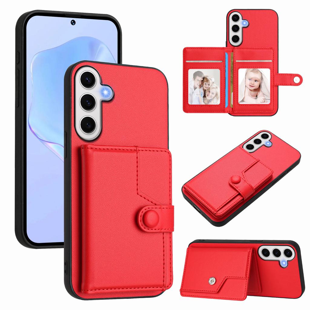 For Samsung Galaxy S24 FE Case RFID Blocking Card Holder Kickstand TPU + PU Leather Phone Back Cover