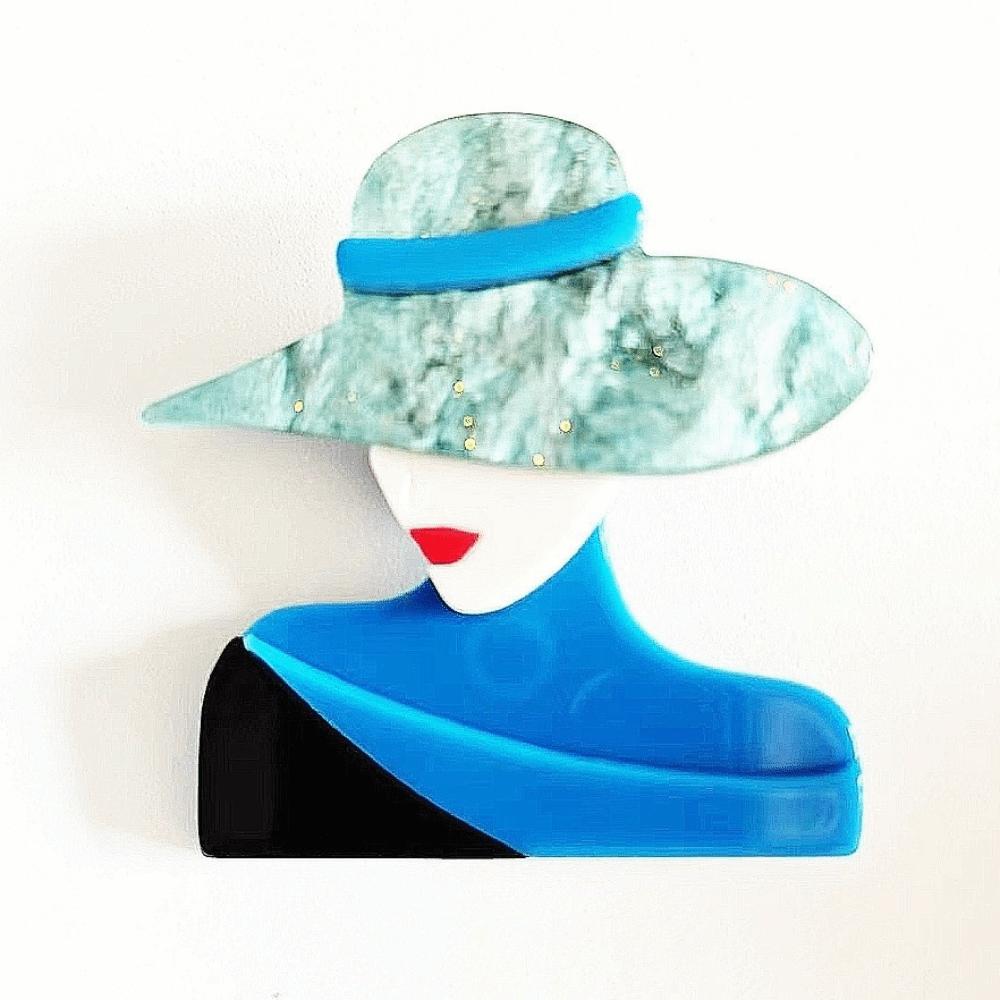 Acrylic Women Portrait Pin Cartoon Coat Badge Elegant Animal Brooches