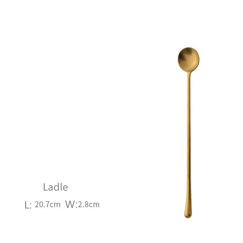 Nerezová ocel 304 Vintage Zlatý Steakový nůž a vidlička Lžíce Japonský styl Stará míchací lžíce Ovocná vidlička Dezertní nůž Vidlička Lžíce