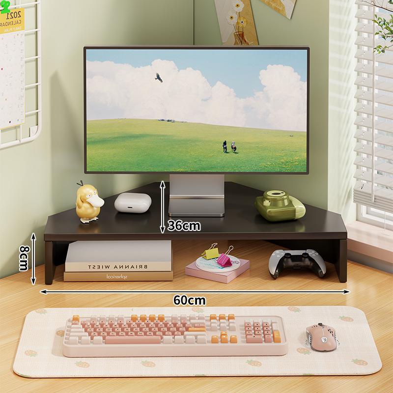 Corner Desktop Monitor Stand with Storage Rack