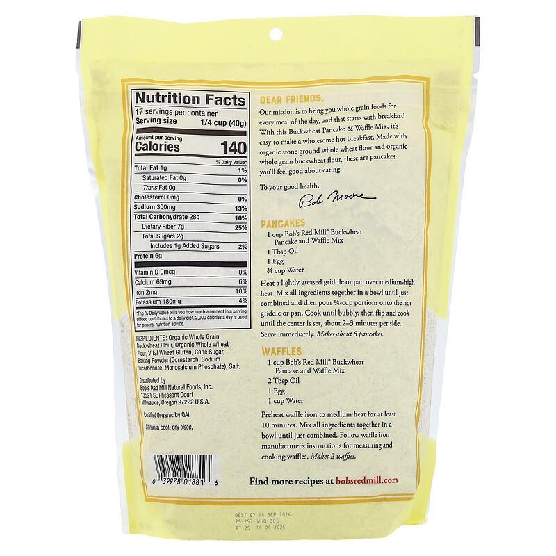 Buckwheat Pancake & Waffle Mix, Whole Grain, 24 Oz (680 G)