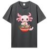 Kawaii Axolotl Ramen Noodles Japanese Anime Otaku Nu Goth T-Shirt Unisex Cotton Tshirt Clothing Oversized Graphic Tees