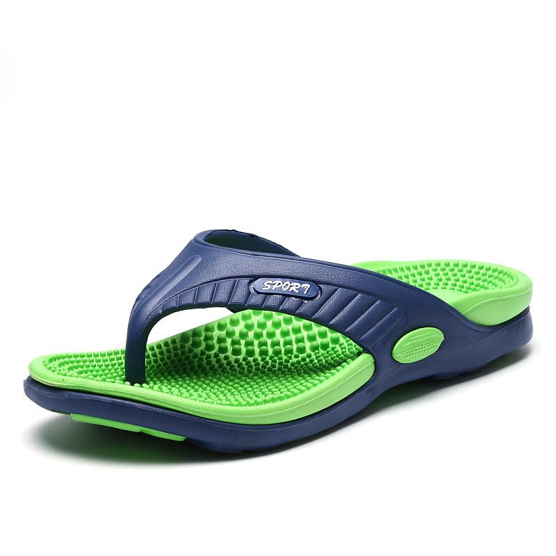 Men's flip-flops massage bottom color matching large size beach slippers outdoor leisure foot pinching lightweight