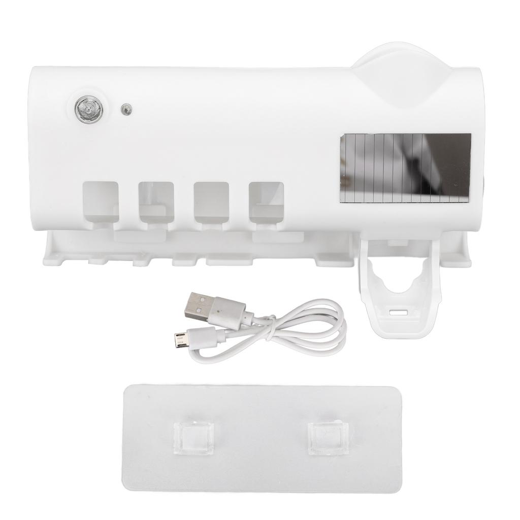 Toothbrush Holder 4 Slots Intelligent Cleaning Punch Free Wall Mounted Toothbrush Cleaner with