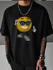 Unisex Summer Oversized T Shirt Cool Sunglasses Emoji Graphic Tee Hip Hop Casual Short Sleeve Loose Streetwear Fashion Top