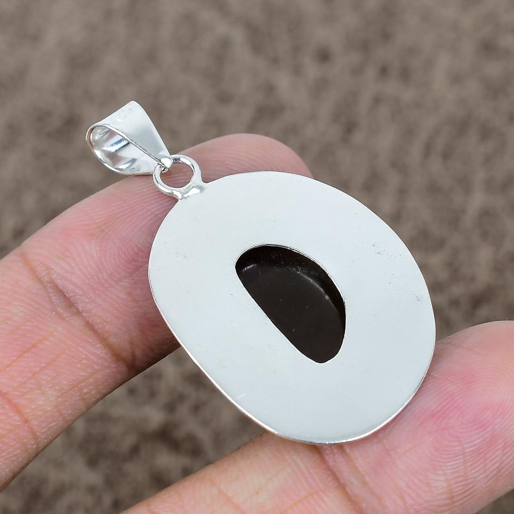 Smoky Topaz Gemstone Handmade 925 Sterling Silver Jewelry Pendant 1.77" KKG-752