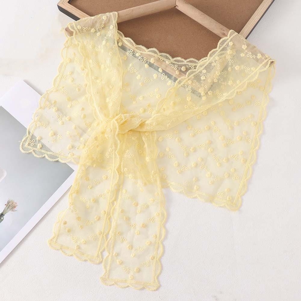 

Breathable Embroidered Shoulder Scarf Lightweight Neck Guard Blouse Shawl Fake Collar Wraps Spring Style 3 Yellow