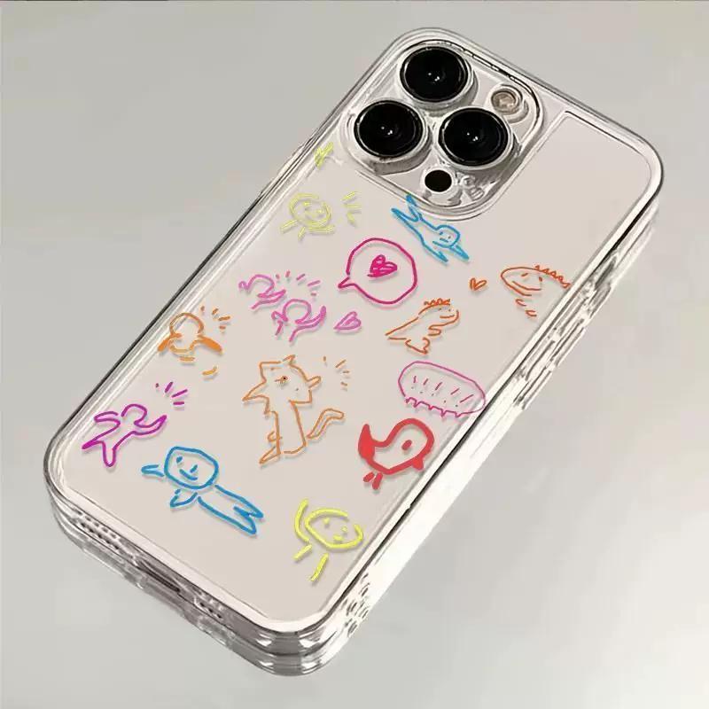

Cute Doodle Clear Phone Case, Colorful Cartoon Dinosaur Animal Shockproof Cover for iPhone iPhone 13 PRO MAX разноцветный