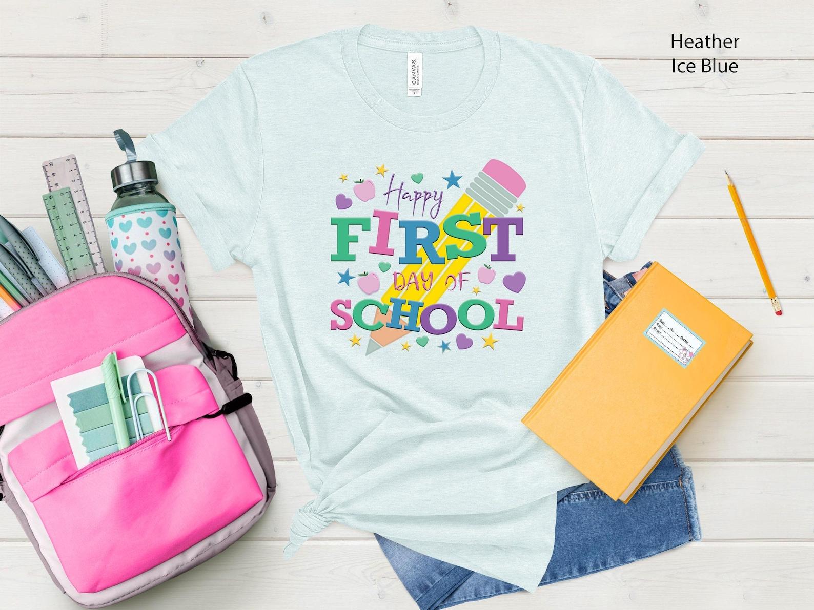 Happy First Day of School Teacher T-Shirt | Unisex Cotton Tee XL