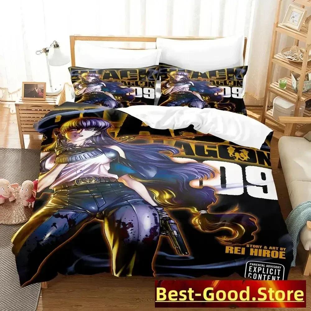New Black Lagoon Bedding Set Duvet Cover Sheet Printed Bed Set Pillowcase Bed Full Queen King Size Comforter Bedroom