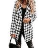 Winter Autumn Lady Coat Turn-down Collar Plaid Print Double-breasted Long Sleeves Thick Mid