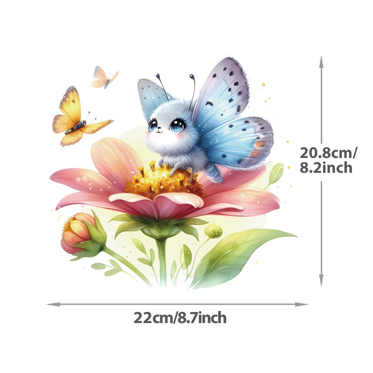 

Термотрансферные наклейки с изображением бабочки и цветка, термопереносные моющиеся аксессуары для одежды, новые Parches Para Ropa, сделанные своими руками